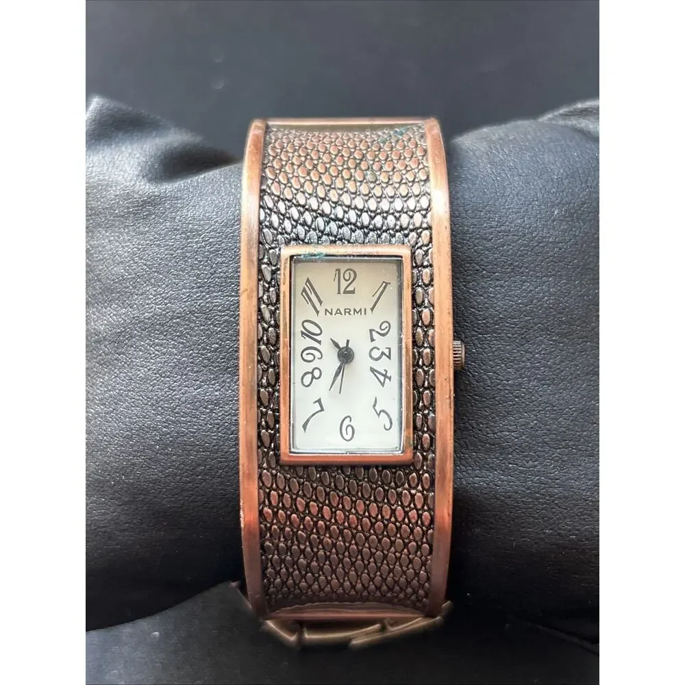 Narmi Bronze Tone Women’s Quartz Cuff Watch